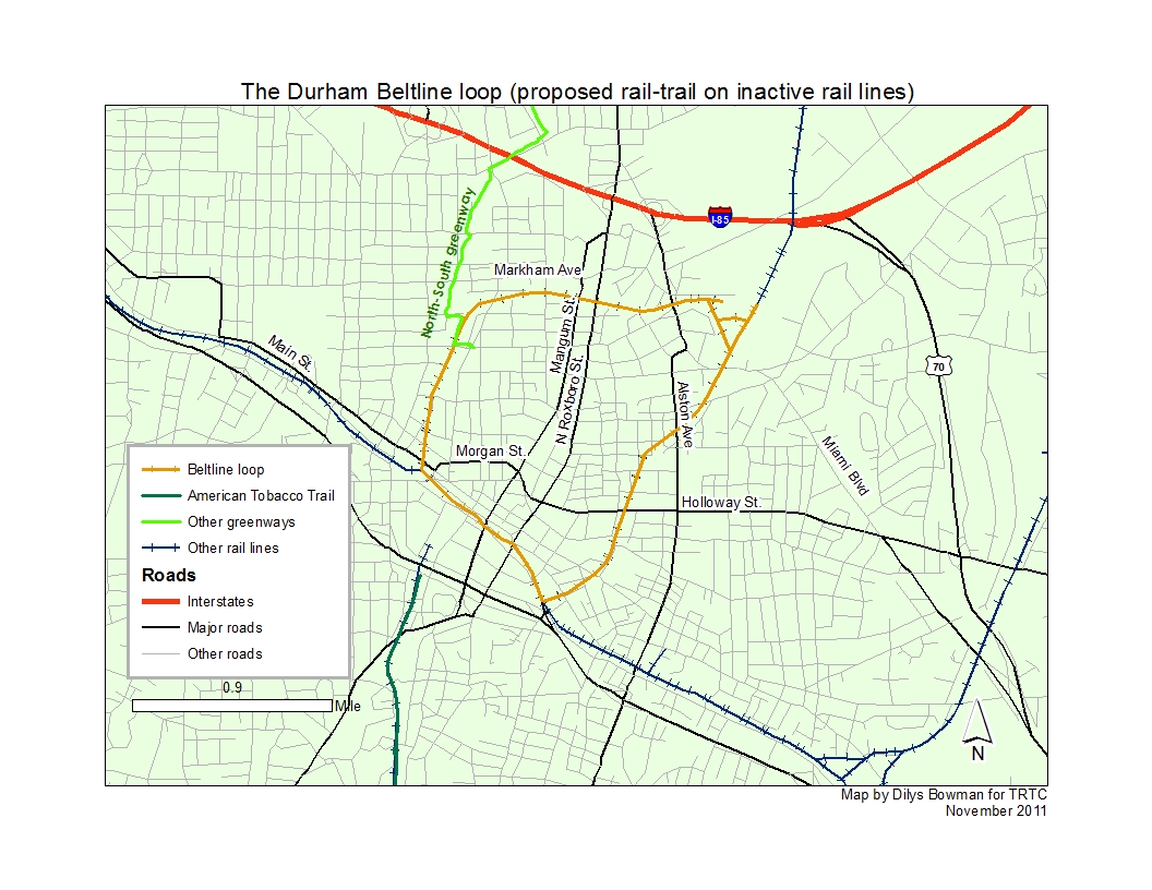 Map of proposed Durham Beltline